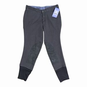 TuffRider Patrol Men's Riding Pants Gray Knee Patch Breeches Size 30 NWT